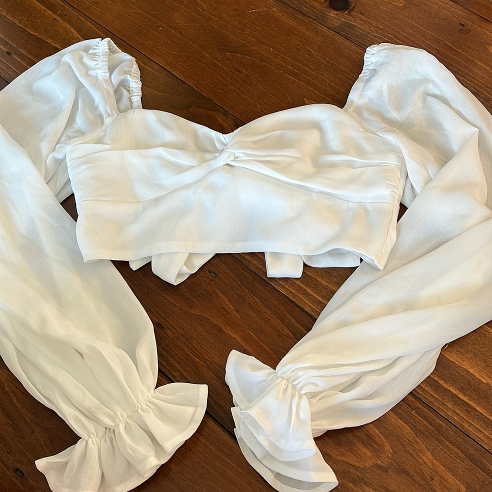 Princess Polly white cropped blouse